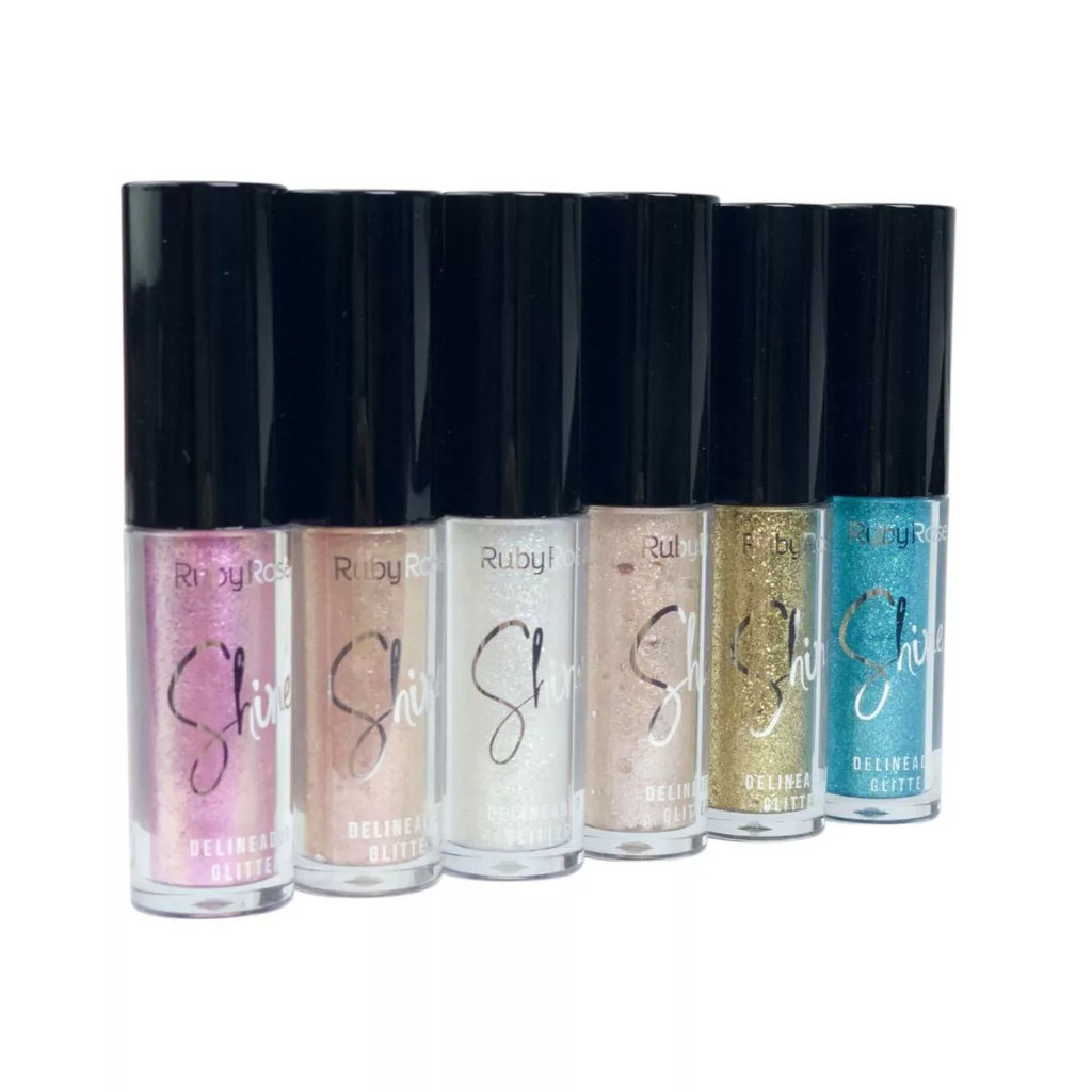 Delineador Glitter Shine Ruby Rose 21g Hbf8416 em Oferta na Shopee