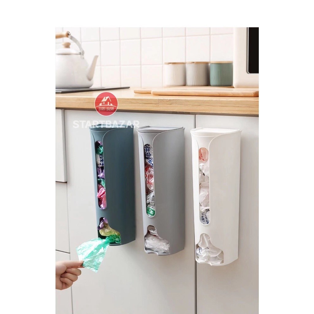 Sacola Puxa Porta Saco de Parede Dispenser Organizador/Dispenser Puxa Saco Suporte com Adesivo Sem furos Cinza ou Branco em Oferta na Shopee