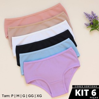 Kit 6 Calcinha Algodão Infantil Juvenil Básica Usar Uniforme Dia a Dia Menina Juju Cor Sortida Lisa em Oferta na Shopee
