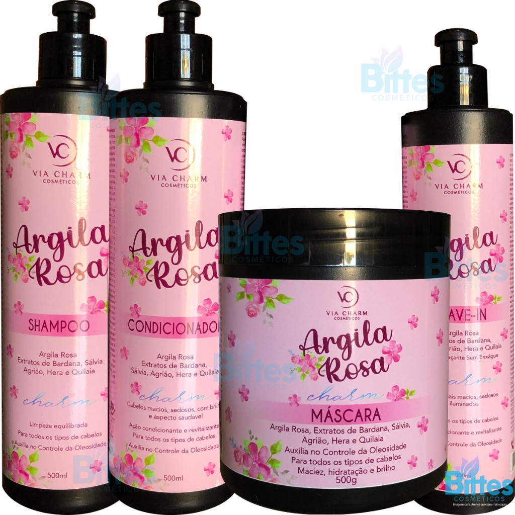 KIT ARGILA ROSA VC COSMÉTICOS CONTROLE DA OLEOSIDADE CAPILAR