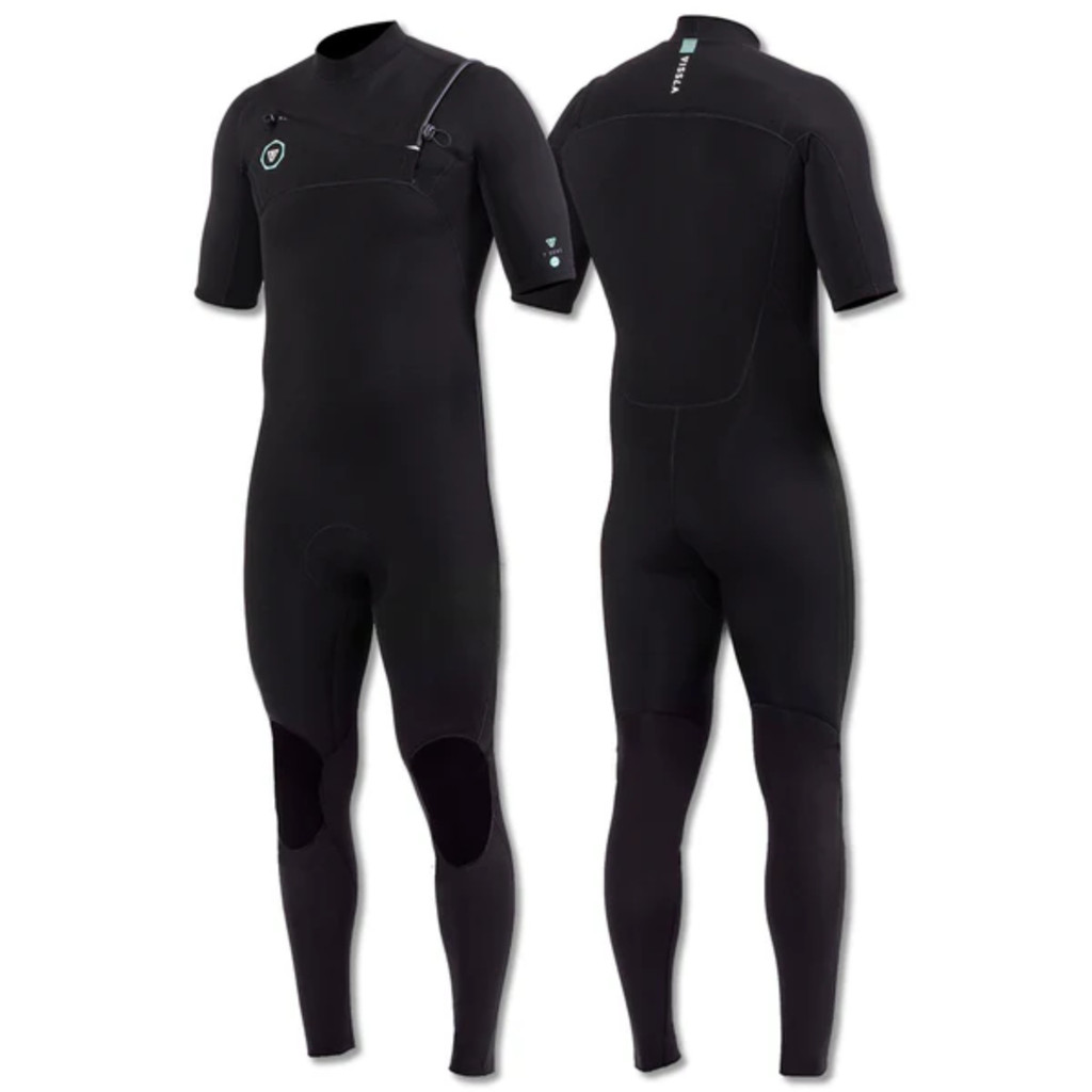 Long John Manga Curta Vissla 7 Seas 2-2 SS Preto Surfe Praia
