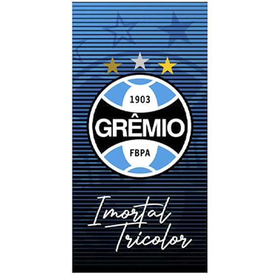 Toalha de Praia Bene Casa Microfibra 100% Poliéster Estampada Imortal Tricolor Gremio 70cm x 140m Azul