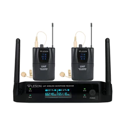 Microfone sem fio LS962 c/ 2 Lapelas Omnidirecional 96 Canais Bege Leson - 2AMLS9623