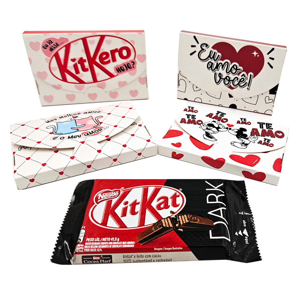 25 caixas para lembrancinhas Kit Kat do Dia Dos Namorados 10x6,5x1cm