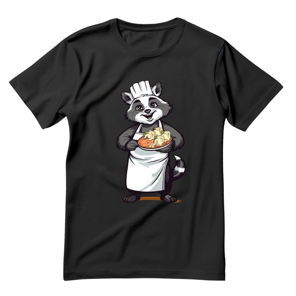Camiseta Unissex Chef De Cozinha Restaurante Estampa Chef Guaxinim Blusa Uniforme 100% Algodão Para Passeio Presente