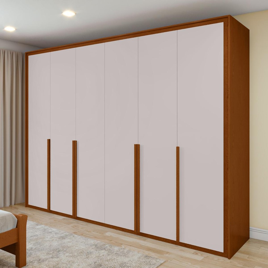 Guarda Roupa Casal 100% MDF 6 Portas Easy Space Frassino/Off White -Lopas em Oferta na Shopee
