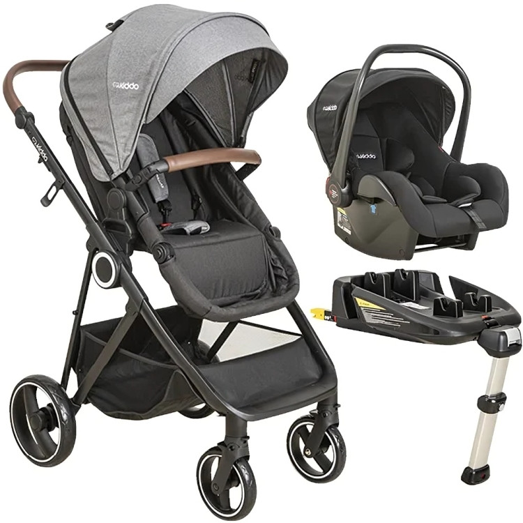 Carrinho de Bebê Cosmos Com Bebe Conforto E Base Isofix Melange Grafite - Kiddo