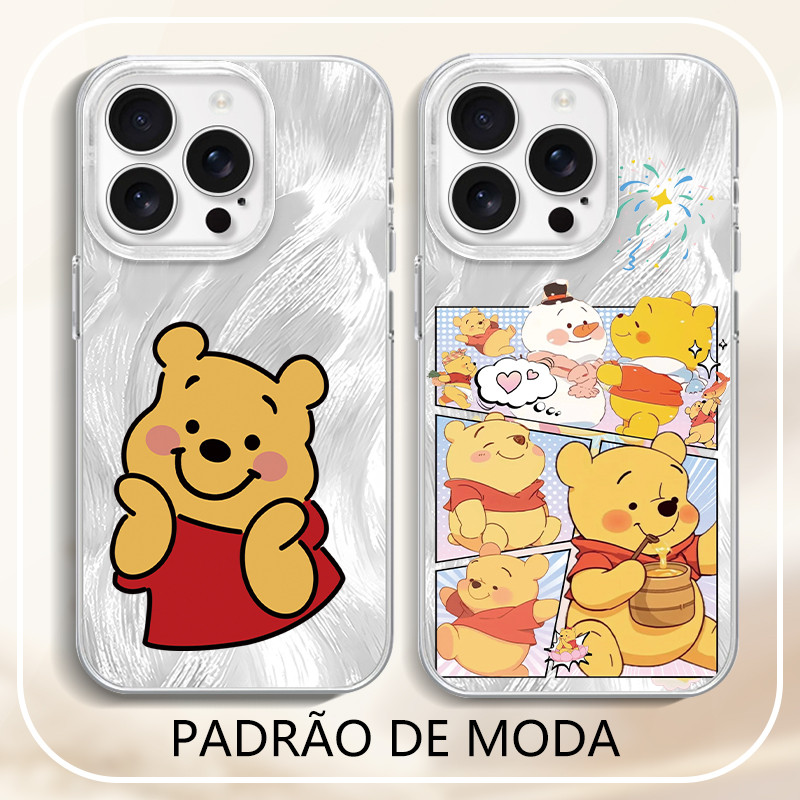 Anime Ursinho Pooh capinha kawaii com Samsung A05S A14 A15 A55 S22 S23 S24 Ultra