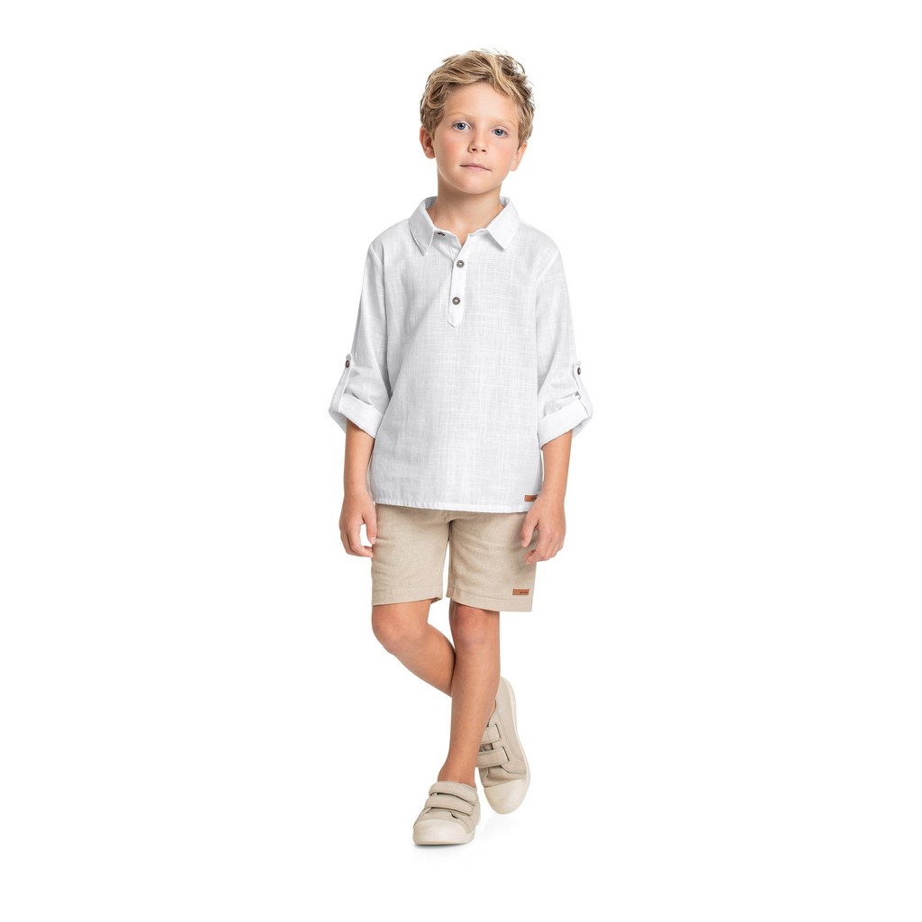 Camisa Manga Longa Infantil em Tecido para Menino Quimby - Baby & Kids Fashion