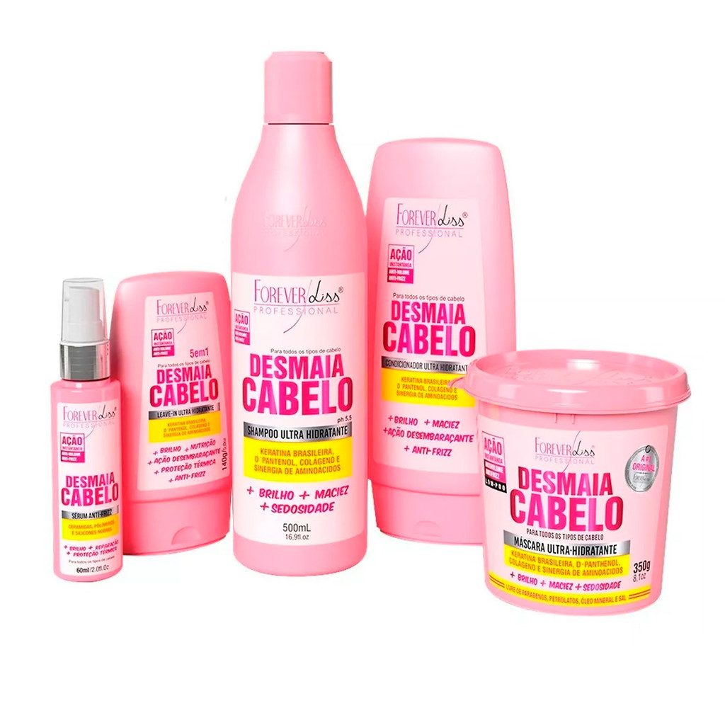 Kit Desmaia Cabelo Completo Com Máscara 350g Forever Liss 