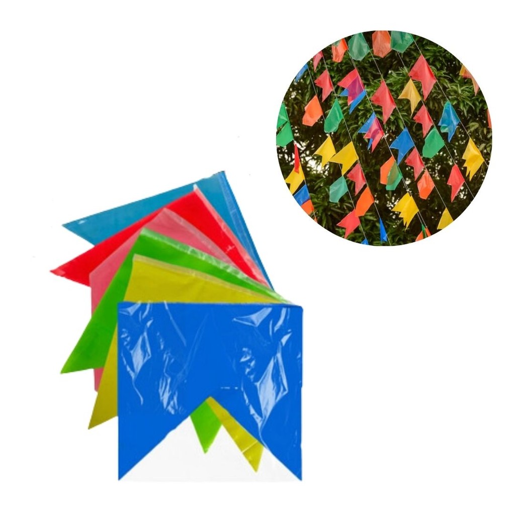 150 METROS BANDEIRINHA FESTA JUNINA DE PLASTICO GRANDE 20X29 CM  FESTA JUNINA 2025 em Oferta na Shopee