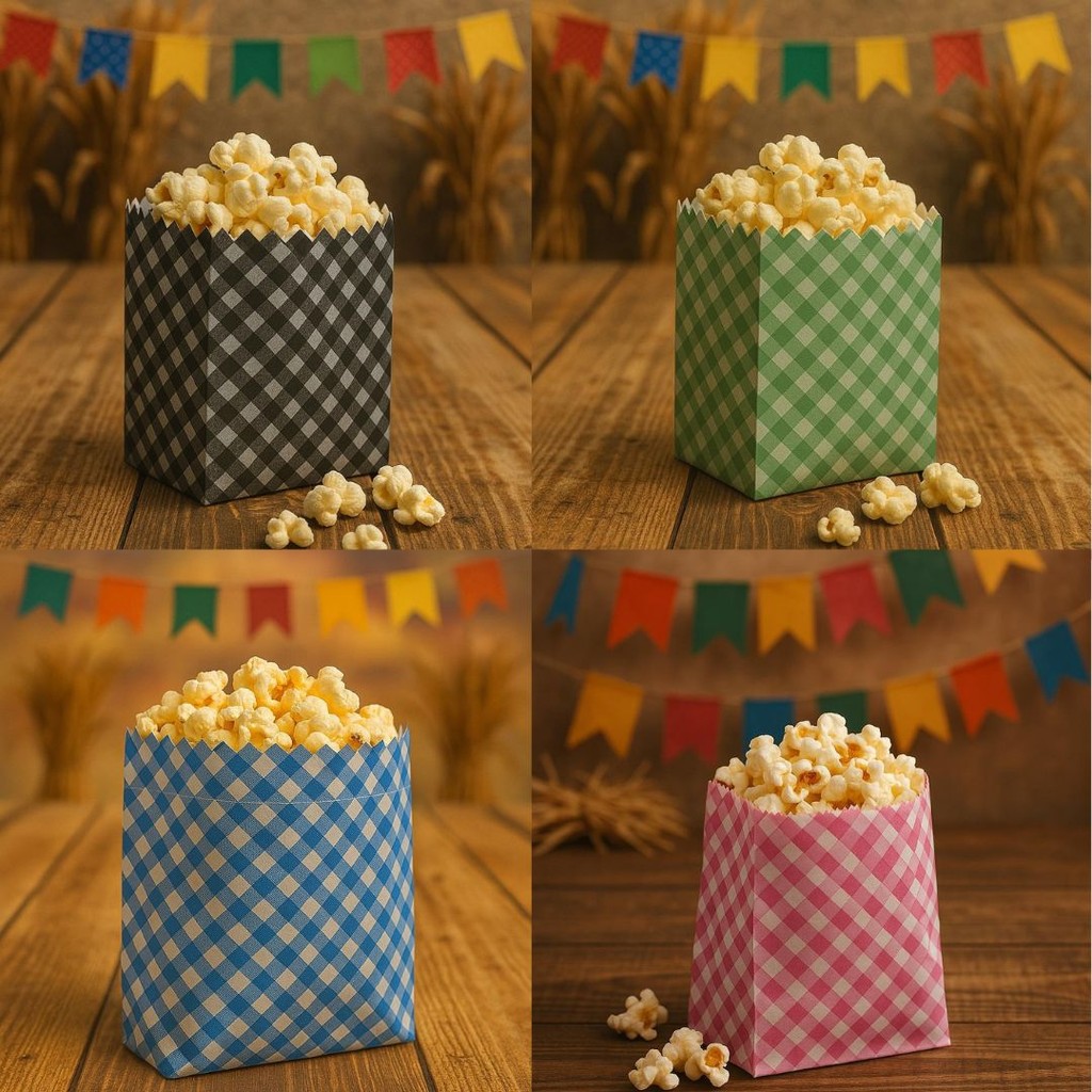 400 SACO MISTOS DE PIPOCA HOT DOG XADREZ FESTA JUNINA 2025 em Oferta na Shopee