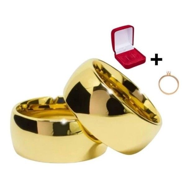 Par de Alianças 8mm com Solitário banhado Moeda Antiga Legítima COD-23 em Oferta na Shopee