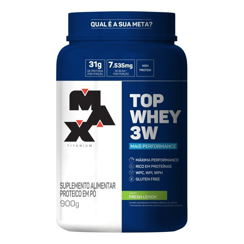 Top Whey 3w + Performance Pote 900g Max Titanium Fresh lemon - Health