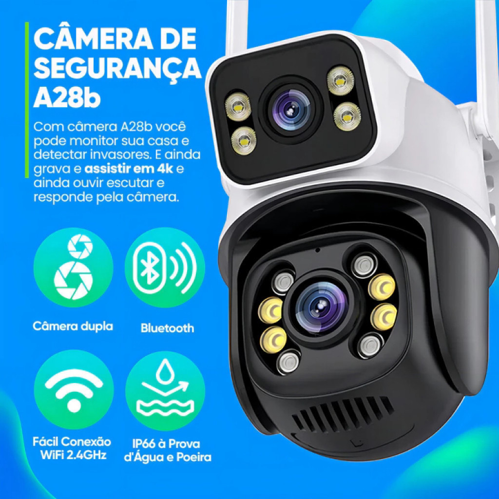 Câmera de Segurança A28B WiFi Dual 1080P 3MP Dupla WiFi para Alarme De Detecção De Segurança YUMI CELL