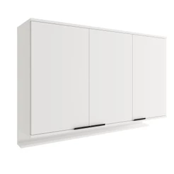 Armário Aéreo de Cozinha Miami 1200mm 3 Portas c Porta Temperos Carraro Branco