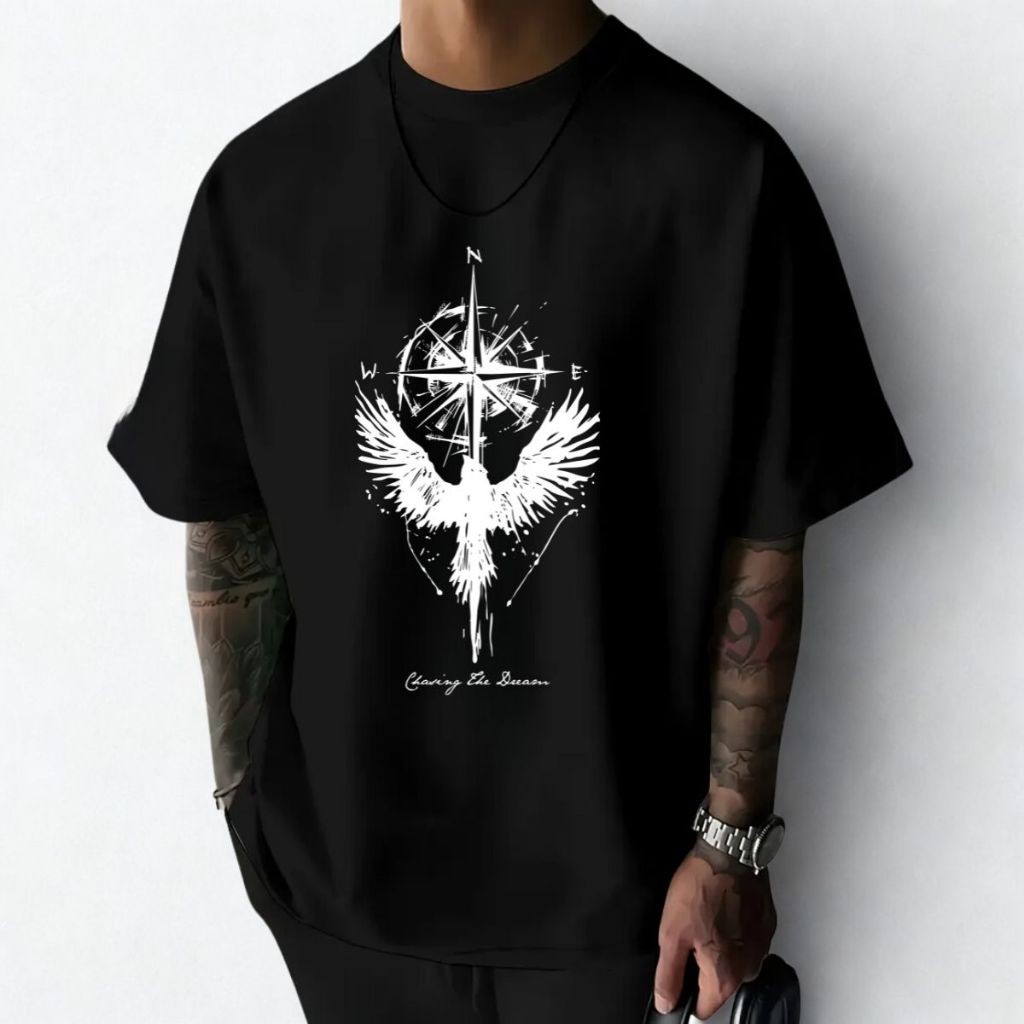 Camiseta Masculina Casual de Verão Oversized Respirável Caimento Despojado