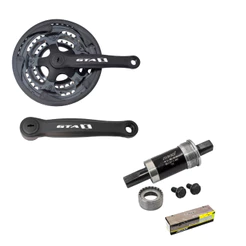 Kit Pedivela Reduzido Coroa Tripla GTA + Movimento Eixo Central Selado Rolamentado Bike Aro 26 29