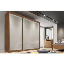 Guarda Roupa Casal 3 Portas de Correr e 8 Gavetas Sollo/Logan Cumaru/Fendi - Novo Horizonte