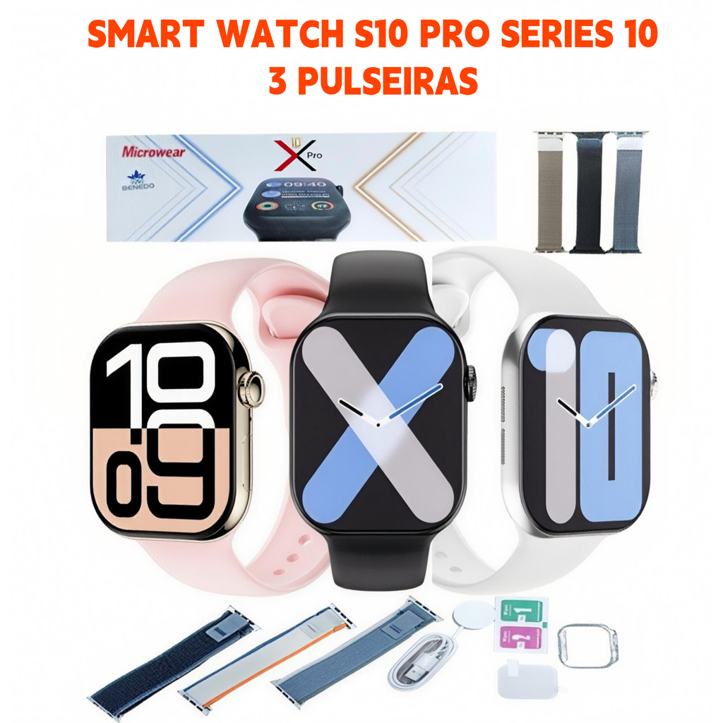 Smartwatch S10 Pro Series 10 46mm 3 Pulseira Capa Pelicula Inteligente Original Microwear - Miniatura 2