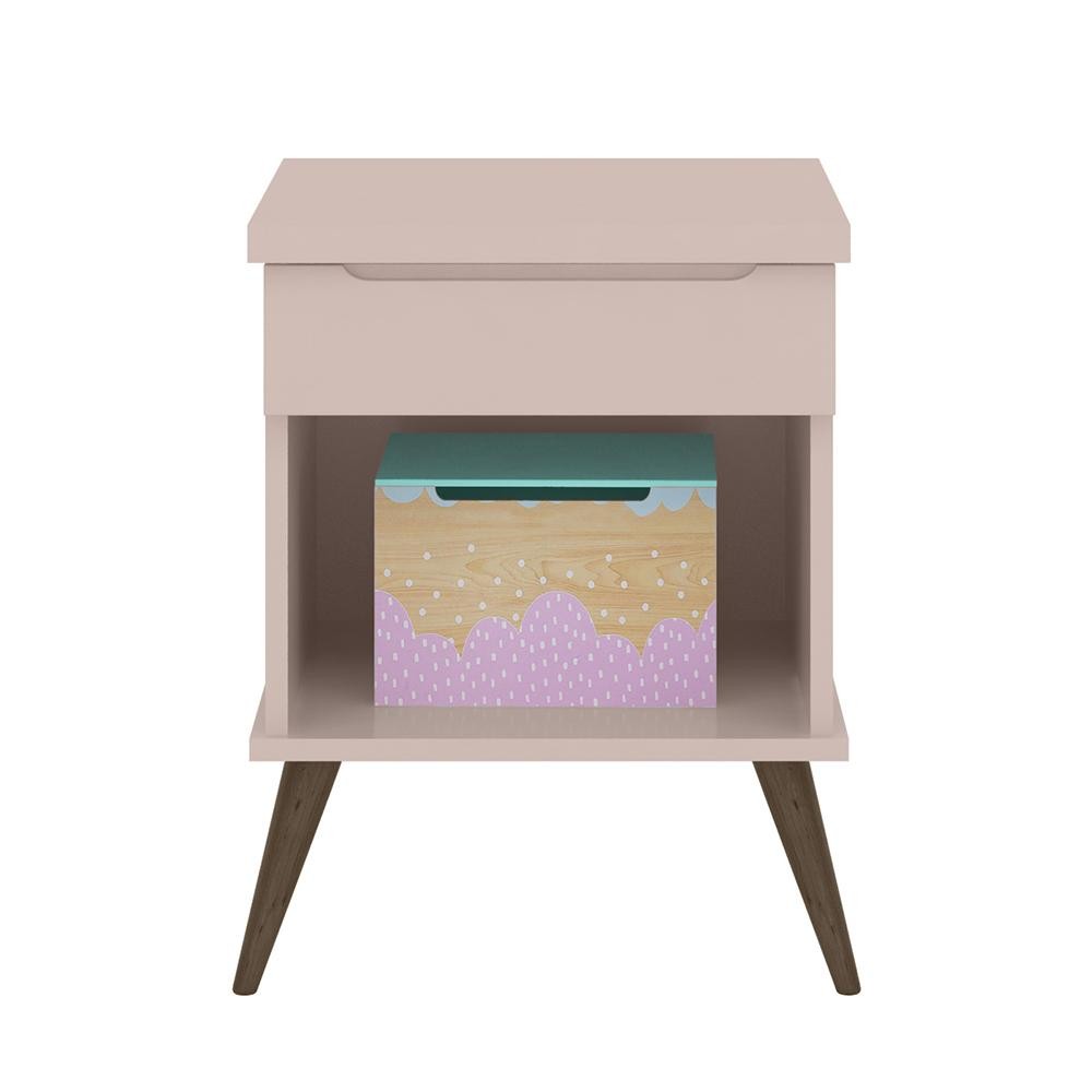 Mesa de Cabeceira Infantil com 1 Gaveta Melinda Rosê - Phoenix em Oferta na Shopee