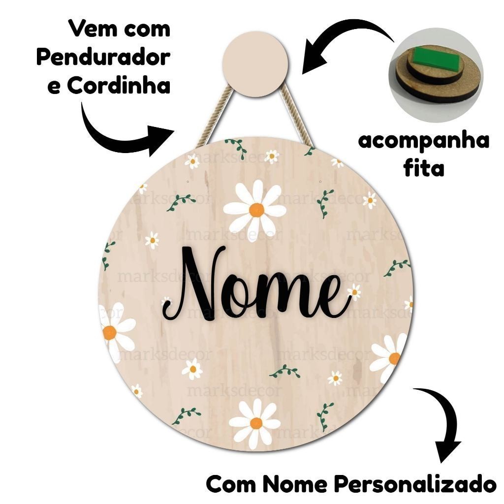 Enfeite Porta Maternidade Margarida Quadro Decorativo Infantil Quarto Menina em Oferta na Shopee