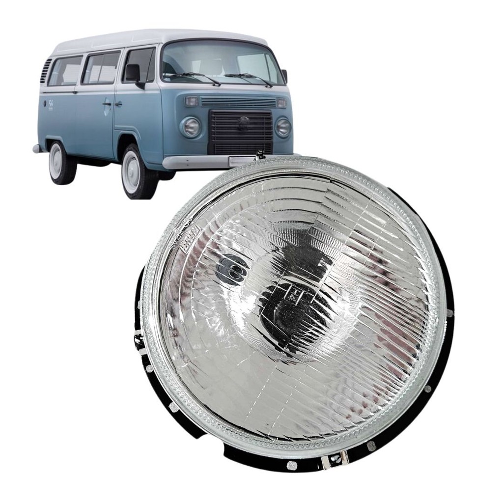 Farol Dianteiro Principal Com Meia Luz Vidro Para Volkswagen Kombi 1976 a 2014 Nino 113941031