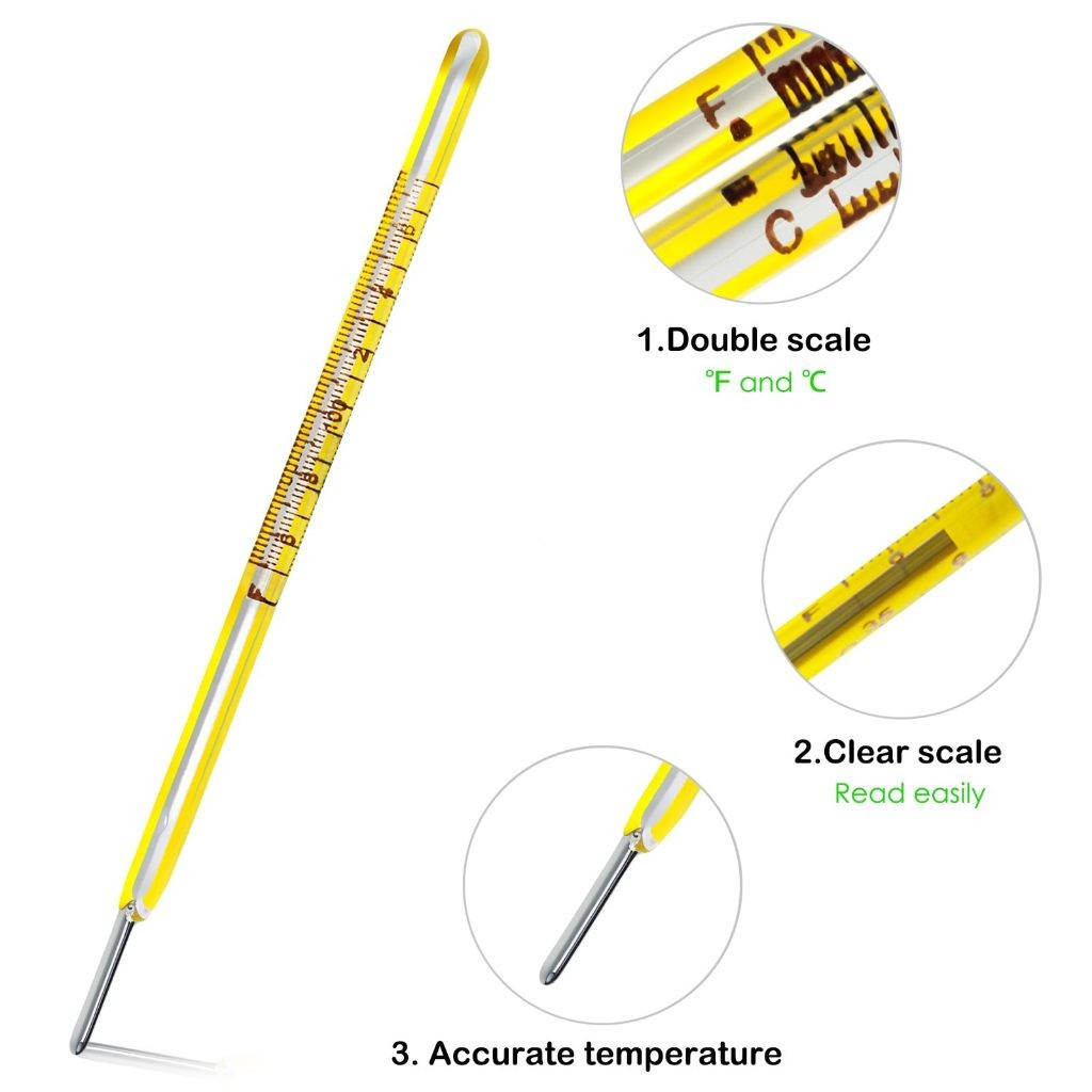 Termômetro Médico de Mercúrio Amarelo Pequeno para Crianças e Adultos, Medição de Temperatura Corporal Oral para Uso Dom