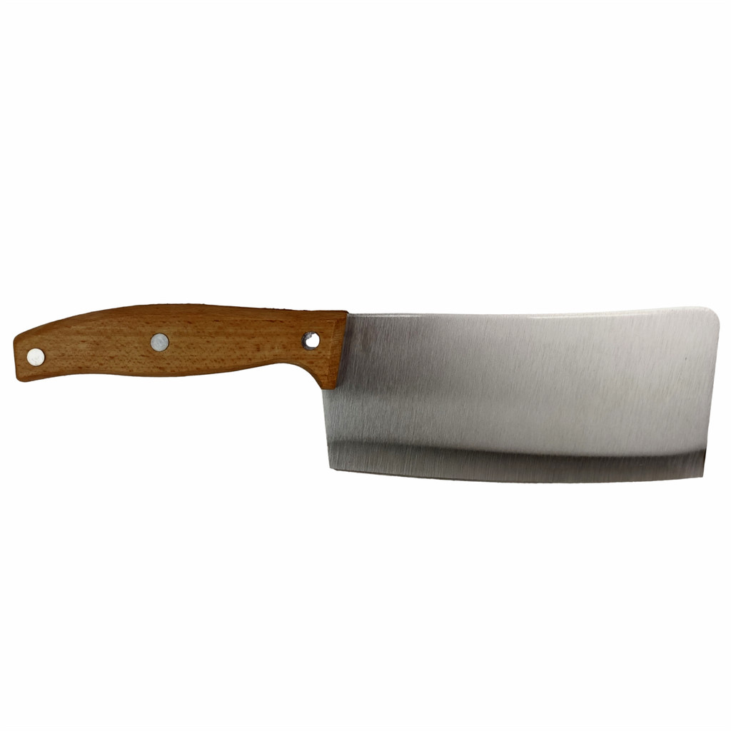 Faca Cutelo de Cozinha Cabo Madeira Lâmina Aço Inox Utensílio de Corte Machadinha 6 Polegadas 28cm