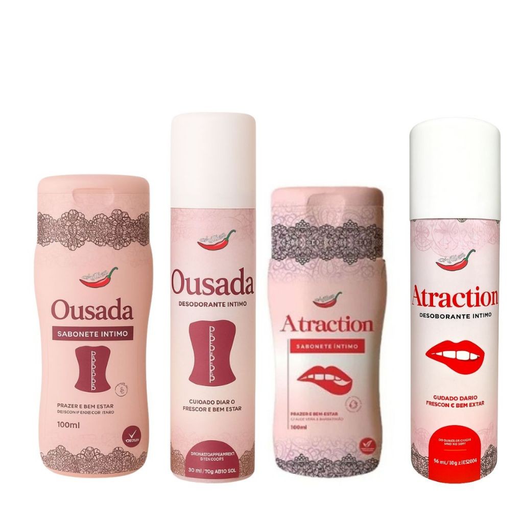Kit Higiene Íntima Ousada E Atraction Sabonete E Desodorante Feminino Frescor E Proteção Contra Odores Chillies