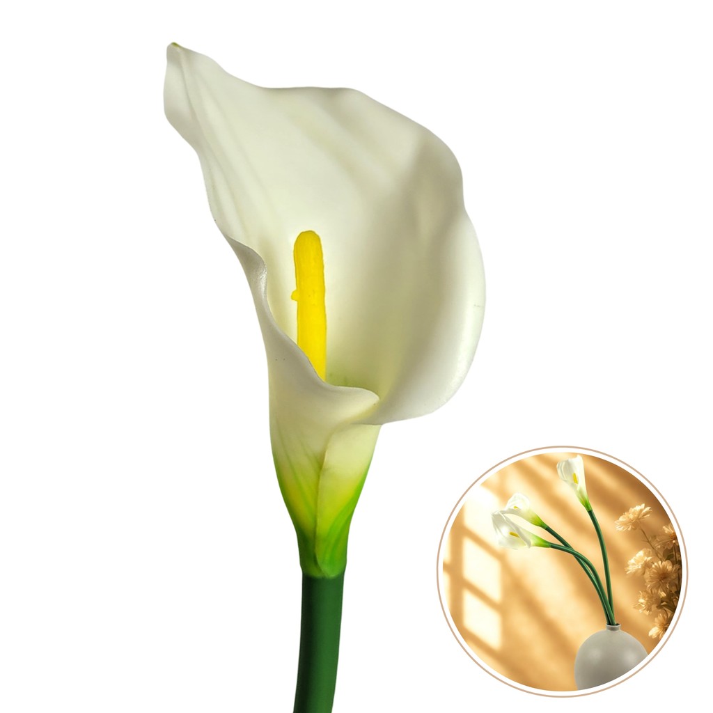 Copo De Leite Branco 65cm Planta Artificial Toque Real Haste