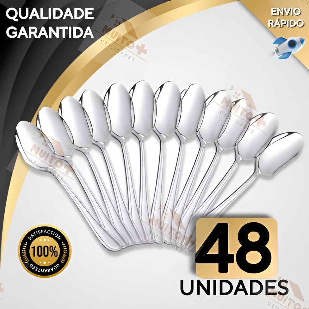 Jogo 48 Colher de mesa sopa Kit com 6, 12, 18, 24, 36 e 48 peças em aço inox talher em Oferta na Shopee
