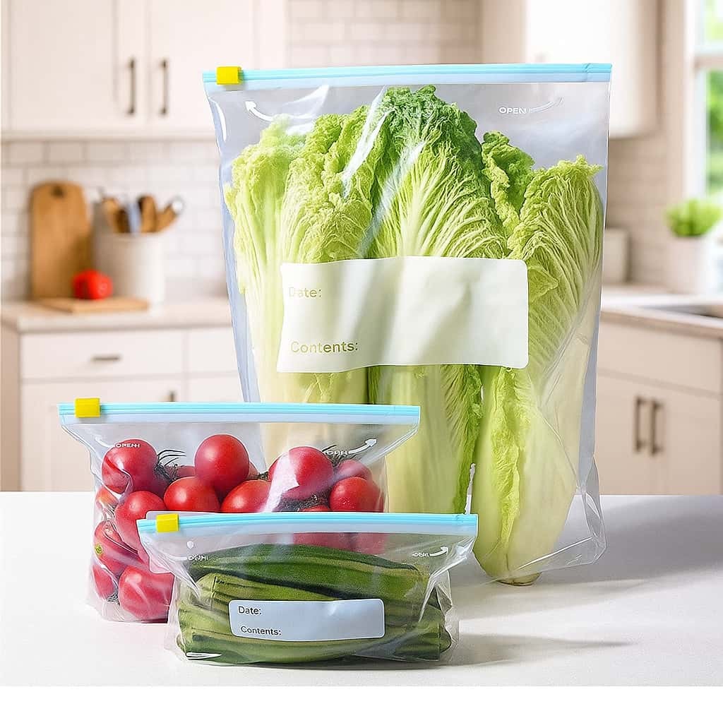 Sacos Herméticos Reutilizáveis com Zíper – Para Armazenar Alimentos no Freezer e Congelador