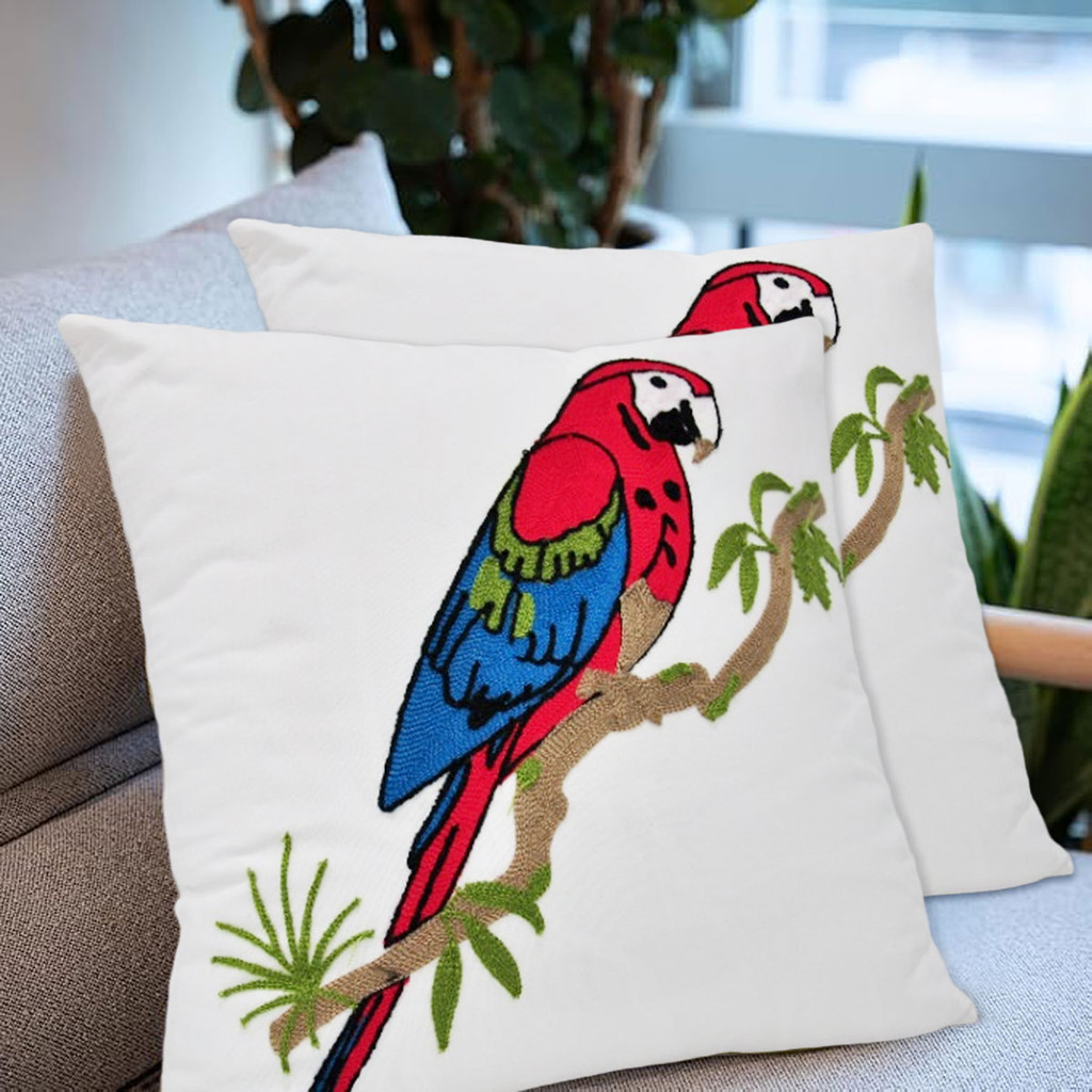 Capa de Almofada Tucano Bordado 3D Estampa Papagaio Colorido sobre Galho 45x45cm Sofá Cama...