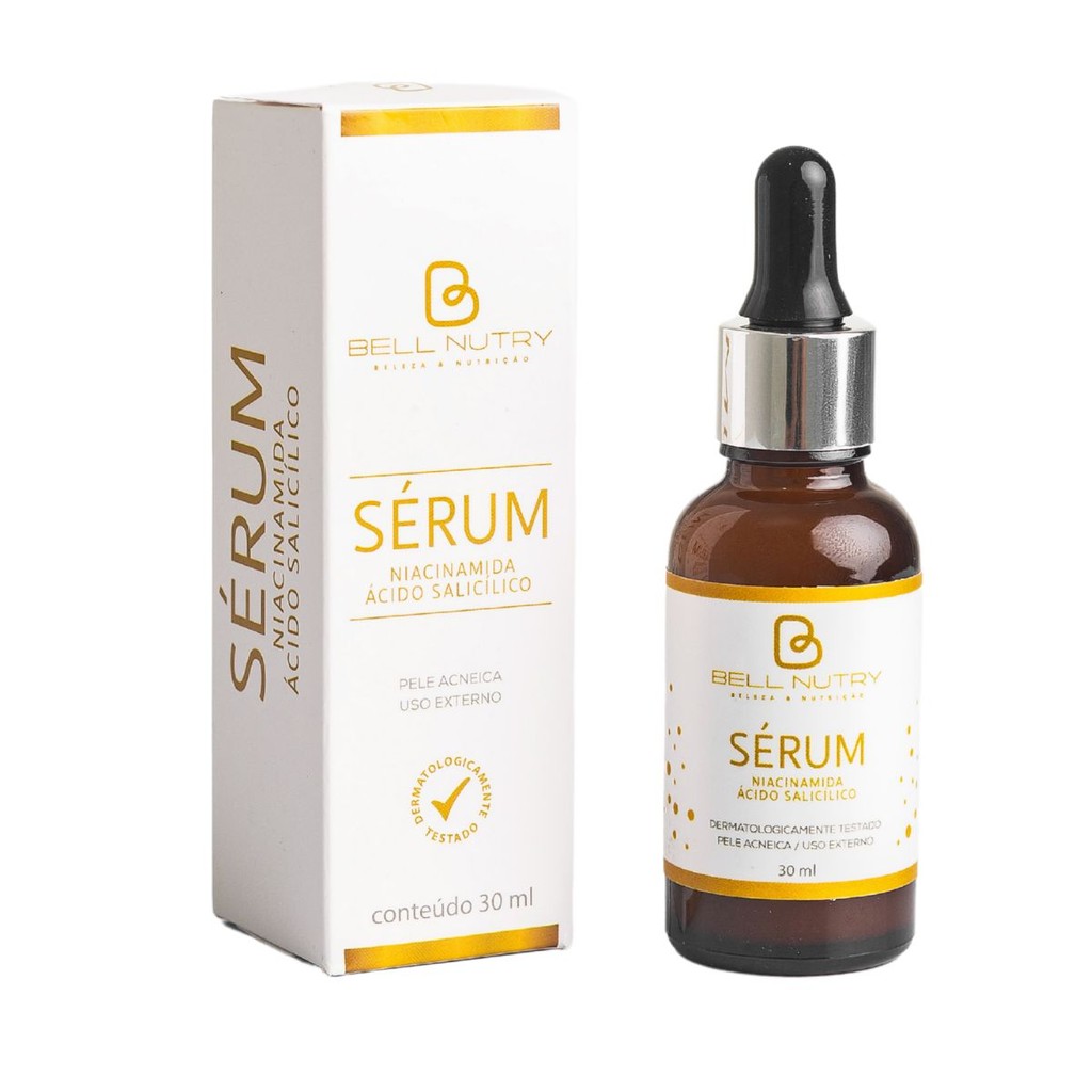 Sérum Facial com Niacidamida e Ácido Salicílico 30ml Antiacne e Controle de Oleosidade - Bell Nutry