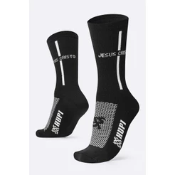 Meia Esportiva HUPI Jesus Cristo Cano Médio 1 Par, Cor: Preto/Branco, Tamanho Plus 42 a 46