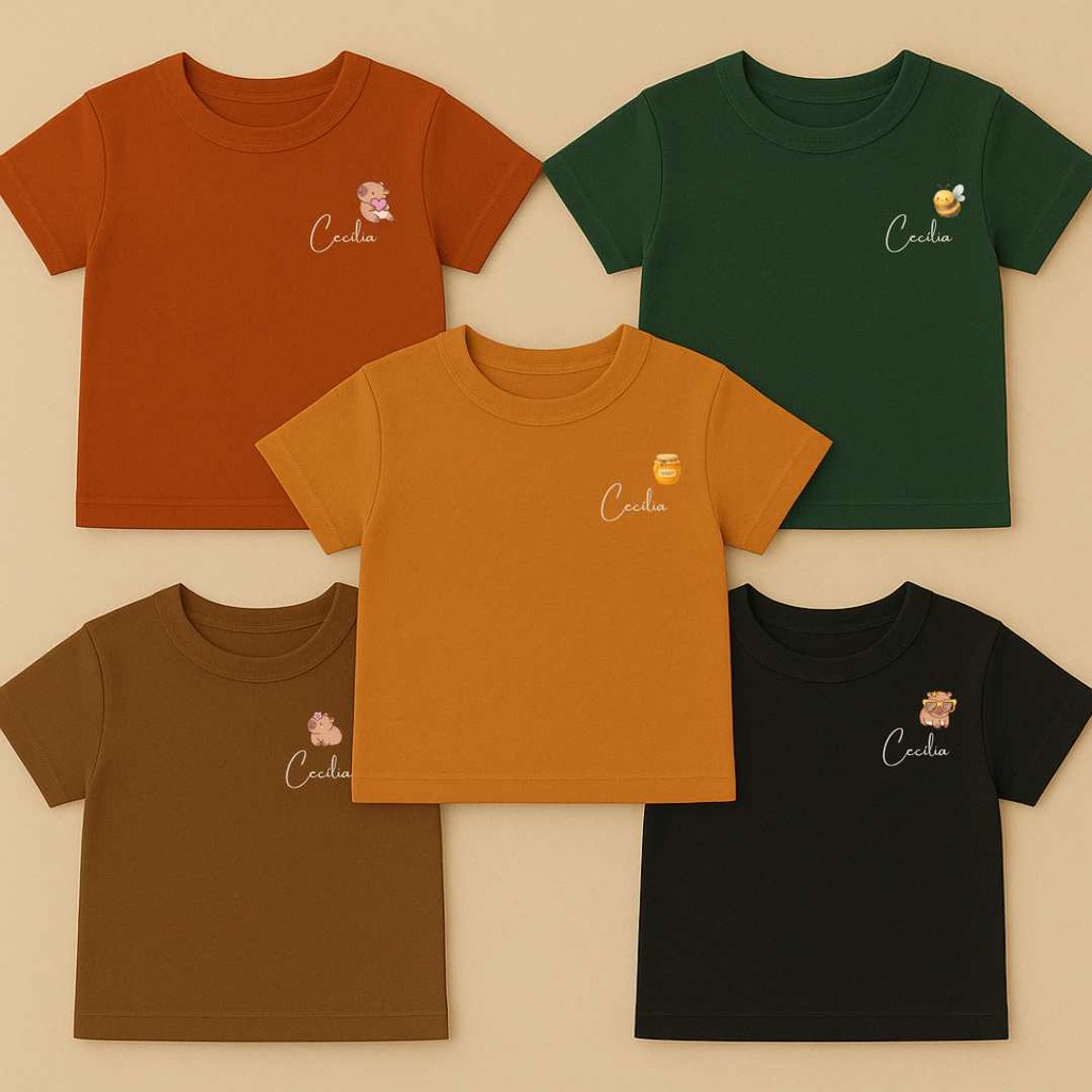 Kit 5 Pçs Semaninha Camiseta Infantil Menina Manga Curta Camiseta Escola Creche Com Nome Personalizada
