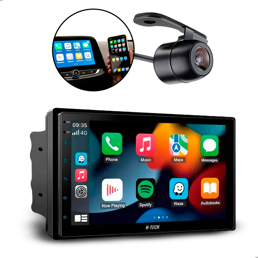 Multimídia MP5 H-Tech HT-8730CA 7'' QLED CarPlay Android Auto Octa-Core 3GB RAM 32GB Wi-Fi Bluetooth com Câmera Ré 170° em Oferta na Shopee