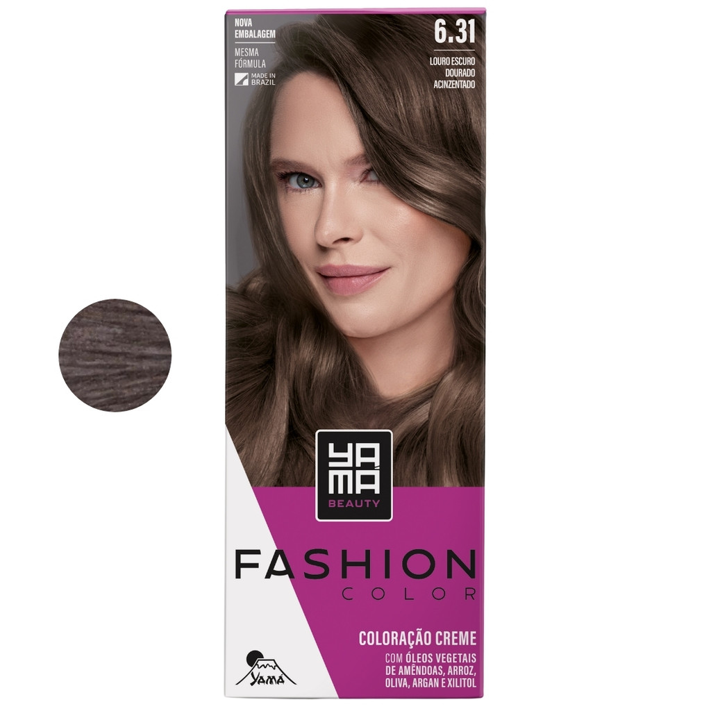 Coloração Yama Fashion Color Tintura Tinta Cabelo Creme Mini Kit 6.31 Louro Escuro Dourado