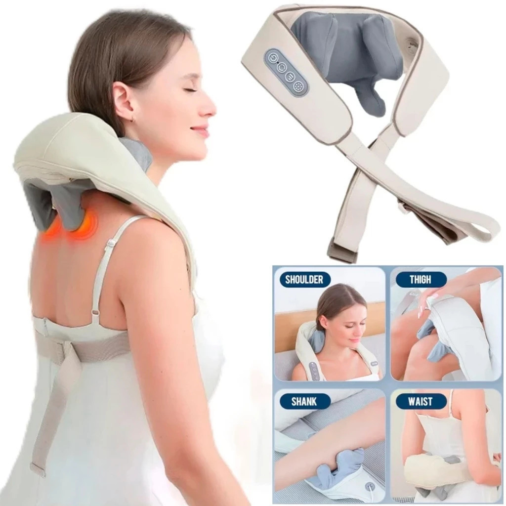 Massageador lombar pescoço Colete Shiatsu Massageador Cervical Ombros Lombar Pescoço Infravermelho Elétrico Bivolt LEO
