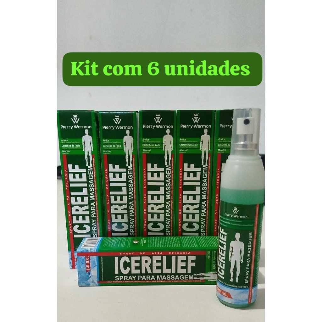 Kit com 6 unid Spray Para Massagem ICERELIEF - 120 ml - ORIGINAL Pierry Wermon