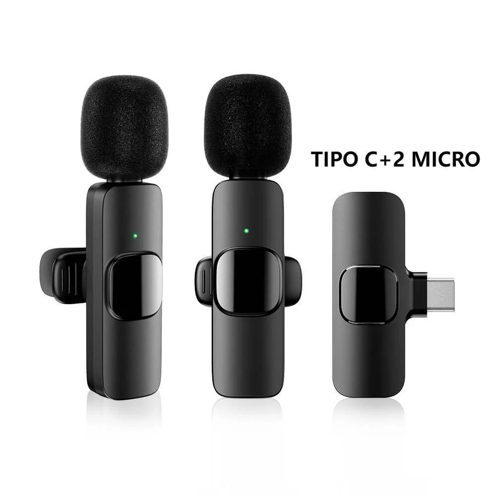 Microfone de Lapela K9 Vlog Sem Fio Alta Definição Compatível IPhone e TIPO C