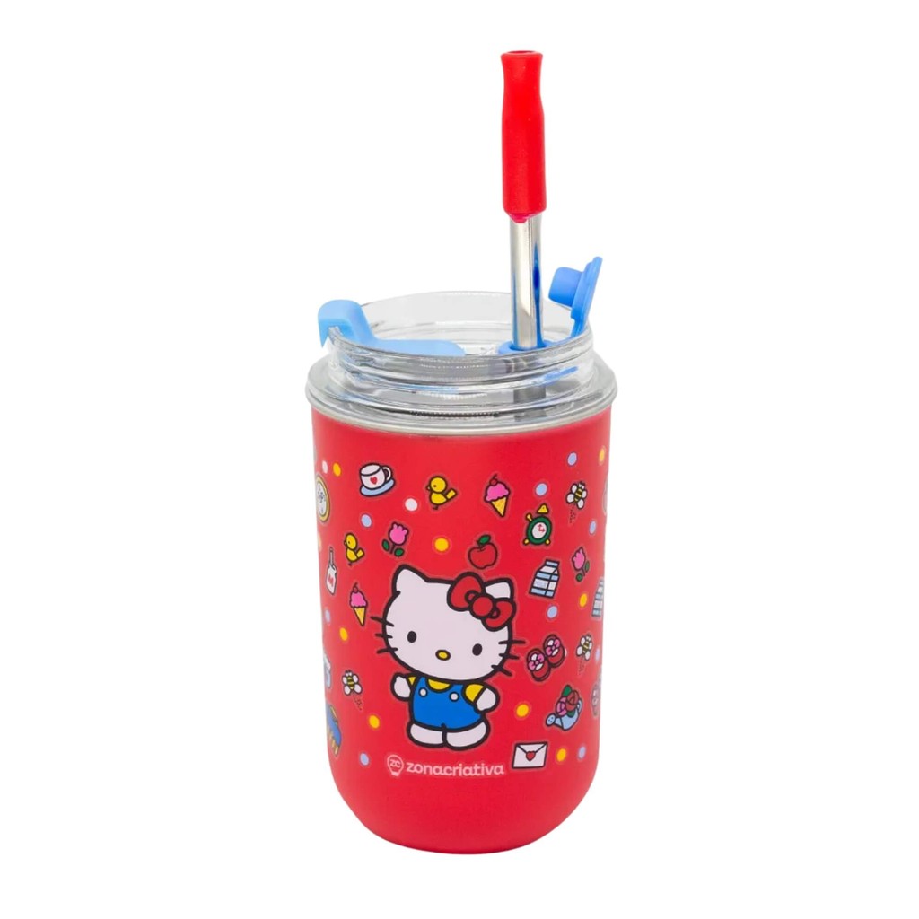 Copo Neo com Canudo 300ml Hello Kitty Aço Inox Tampa Pressão Zona Criativa - 10025963 em Oferta na Shopee