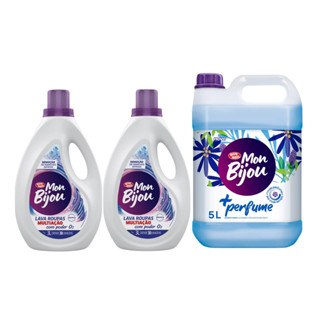 Kit 02 Lava Roupas Action 3L Mon Bijou + Amaciante 5L Mon Bijou em Oferta na Shopee