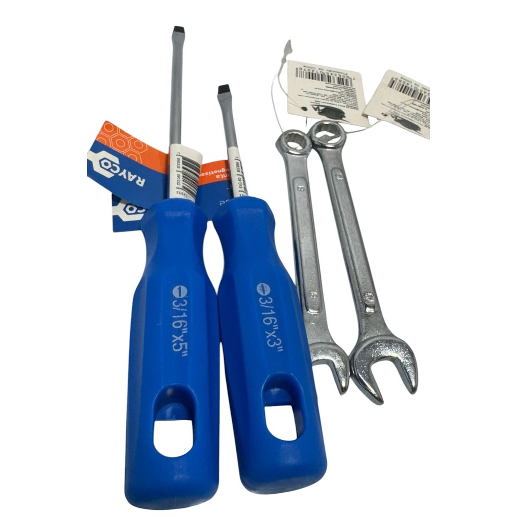 Kit Ferramentas Chave de Fenda Com Imã Profissional Rayco + Chave Combinada KIT 4 PEÇAS