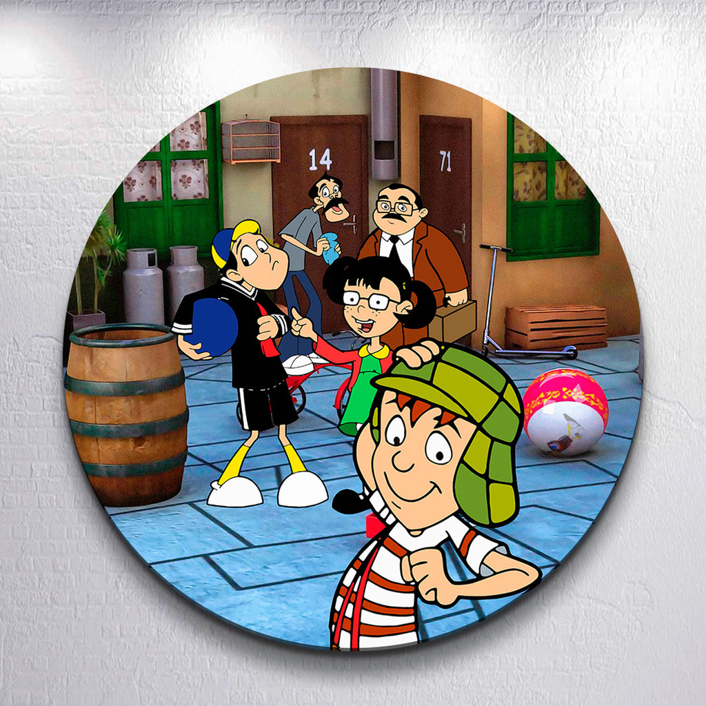 Kit Capa Painel Redondo Festa Chaves Barril Tamanhos Grande e Mini