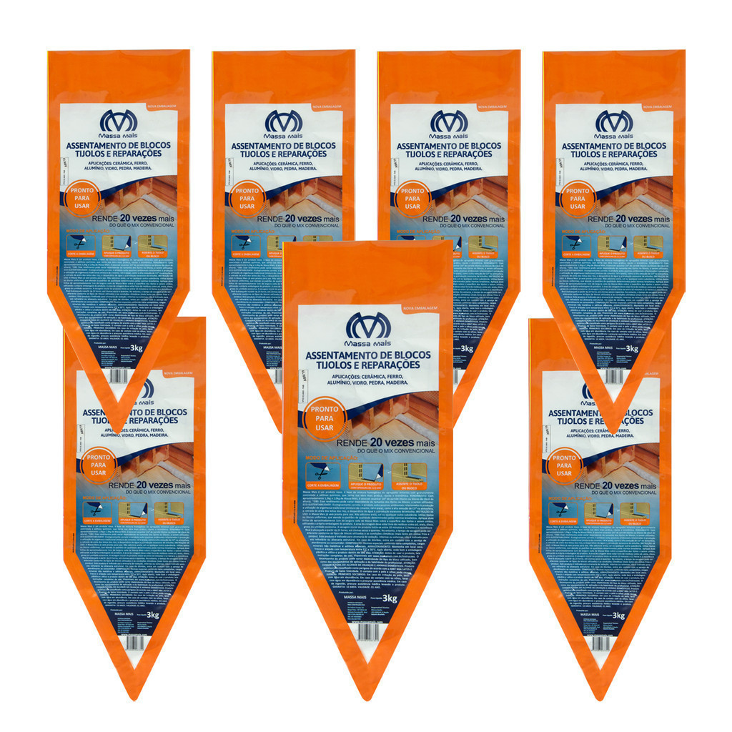 Kit 7 Packs Argamassa massa Polimérica Cola Blocos E Tijolos 3kg
