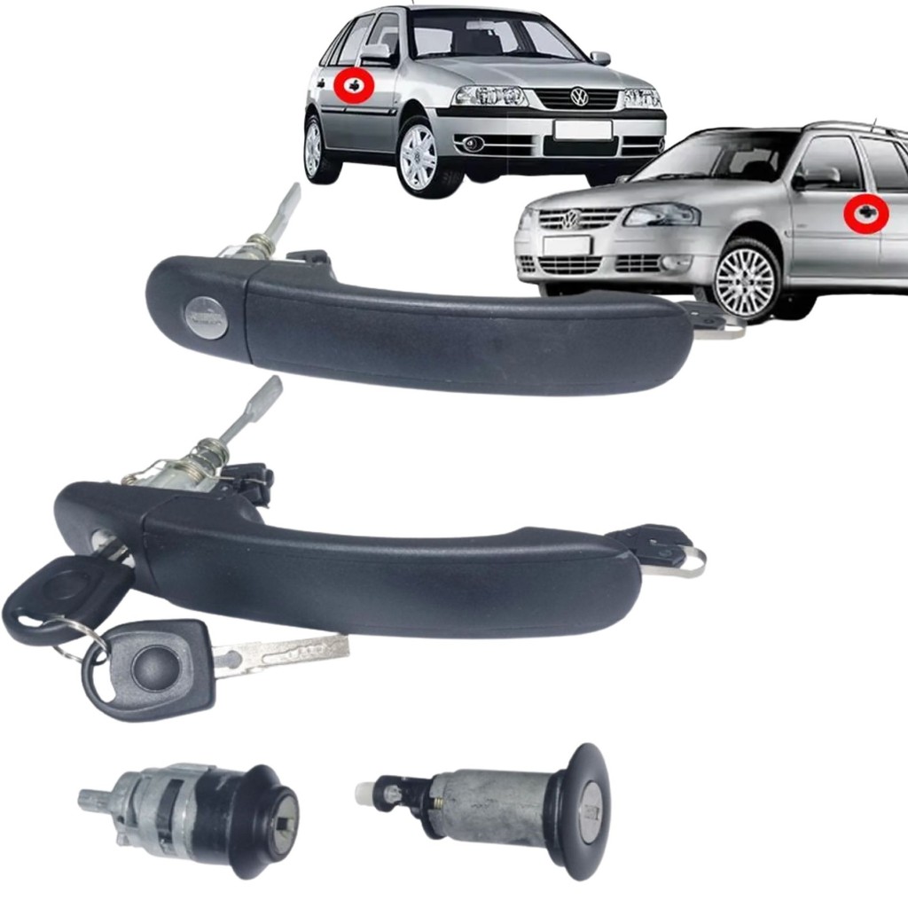Kit Par Maçaneta Externa Porta + Cilindro Porta Malas + Cilindro Ignição para VW Volkswagen Gol / Parati - 4 Portas - G3 em Oferta na Shopee