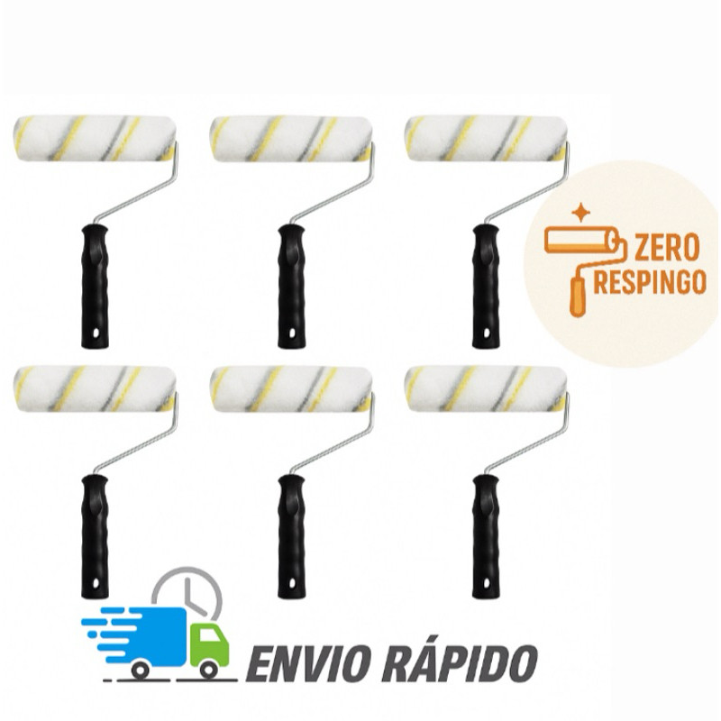 kit Rolo de Pintura 15cm Lã Microfibra Polipop 0 Respingo  (3 ou 6 Unidades)