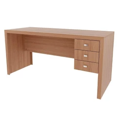 Mesa de Escritório ME4113 c/ 3 Gavetas Amêndoa - Tecno Mobili